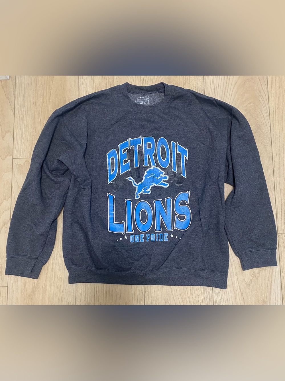 Game day couture Detroit Lions womens sweatshirt - Dark Gray with Blue Team Logo